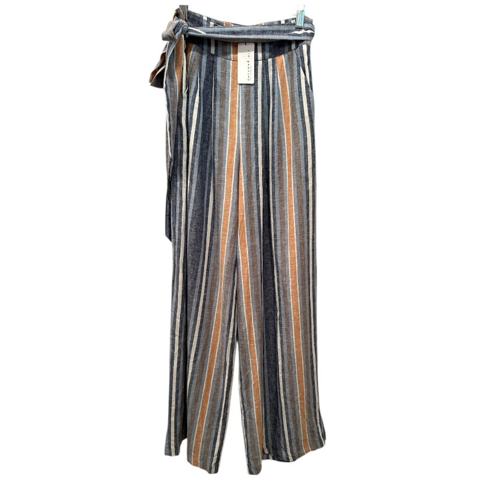 NWT Linen Blend Striped Wide Leg Pants Spring Summer Vacay Breatheable Sz XS